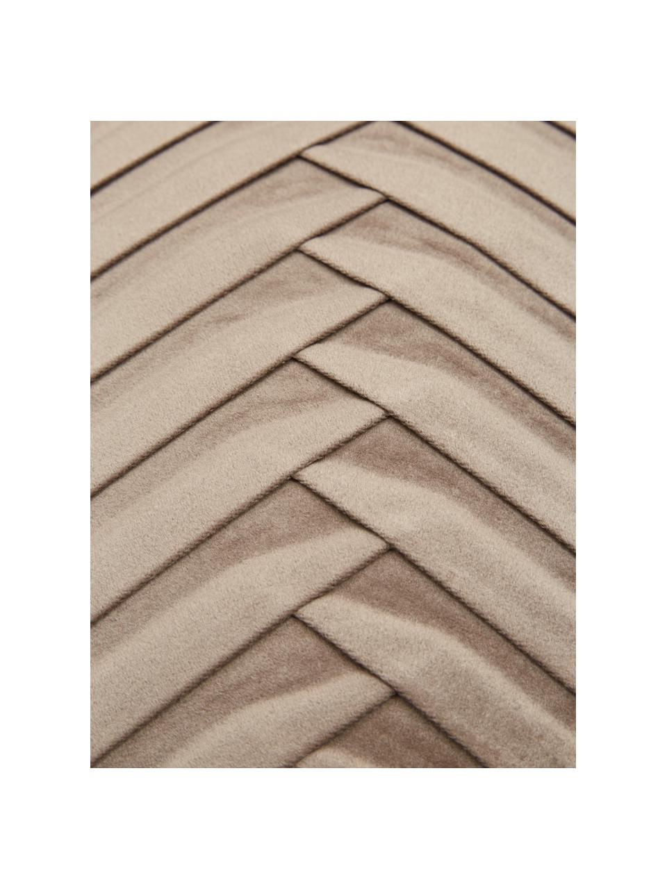 Fluwelen kussenhoes Lucie in taupe met structuur-oppervlak, 100% fluweel (polyester), Beige, B 30 x L 50 cm