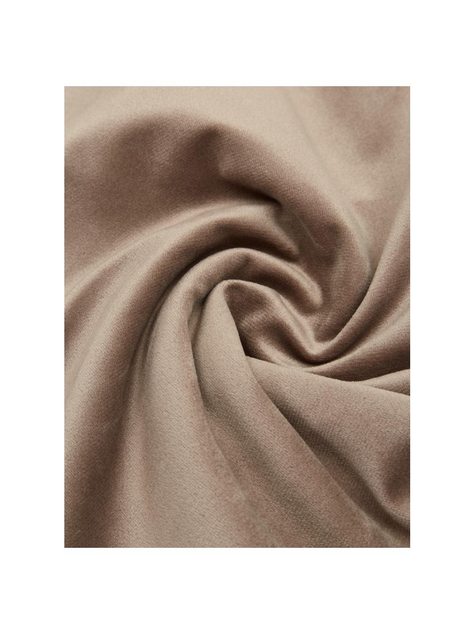 Fluwelen kussenhoes Lucie in taupe met structuur-oppervlak, 100% fluweel (polyester), Beige, B 30 x L 50 cm