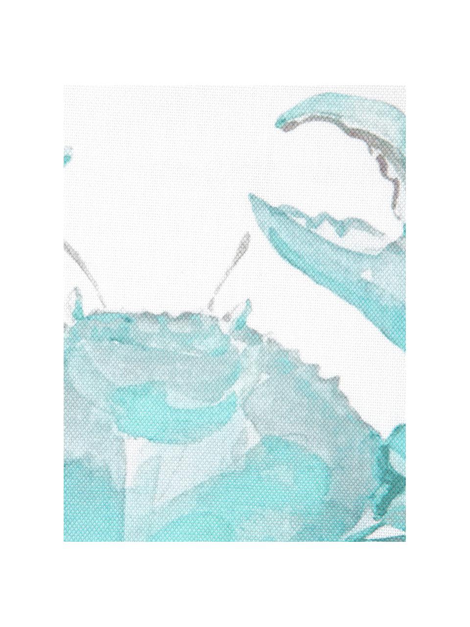 Kussenhoes Crabby met print in aquarellook, 100% katoen, Blauw, wit, B 40 x L 40 cm