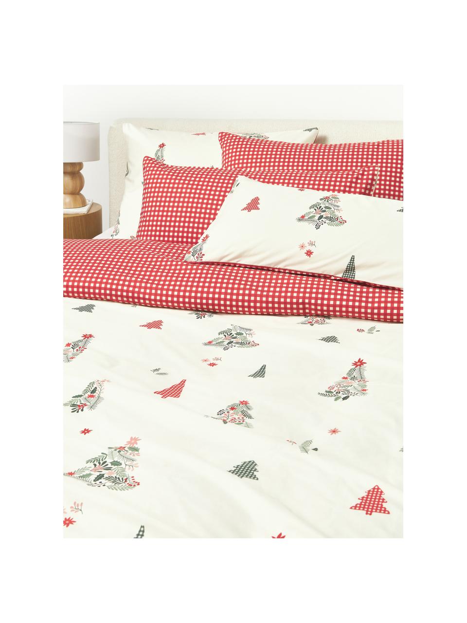 Taie d'oreiller en percale de coton Pine, Blanc, rouge, vert, larg. 50 x long. 70 cm