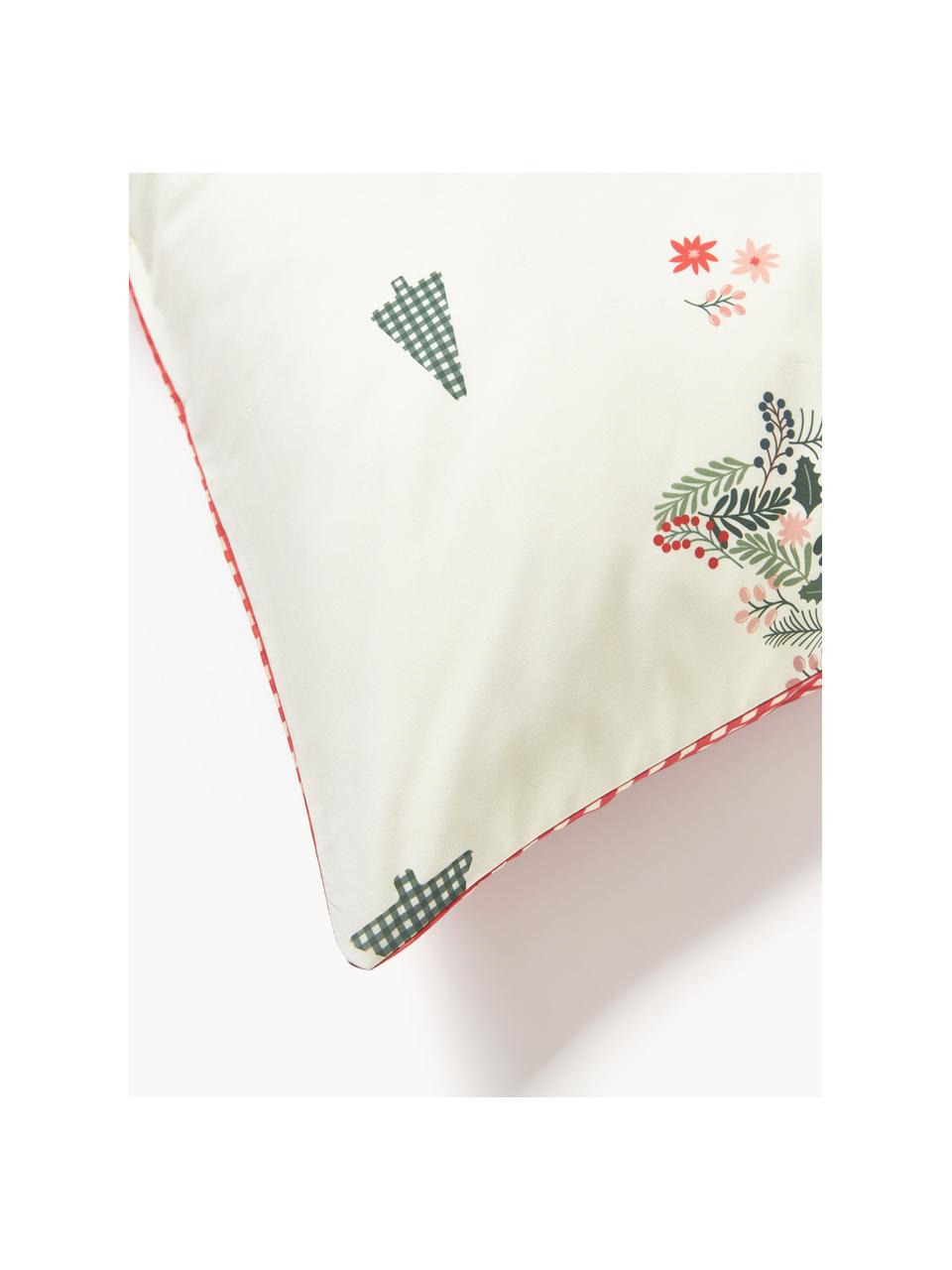 Taie d'oreiller en percale de coton Pine, Blanc, rouge, vert, larg. 50 x long. 70 cm