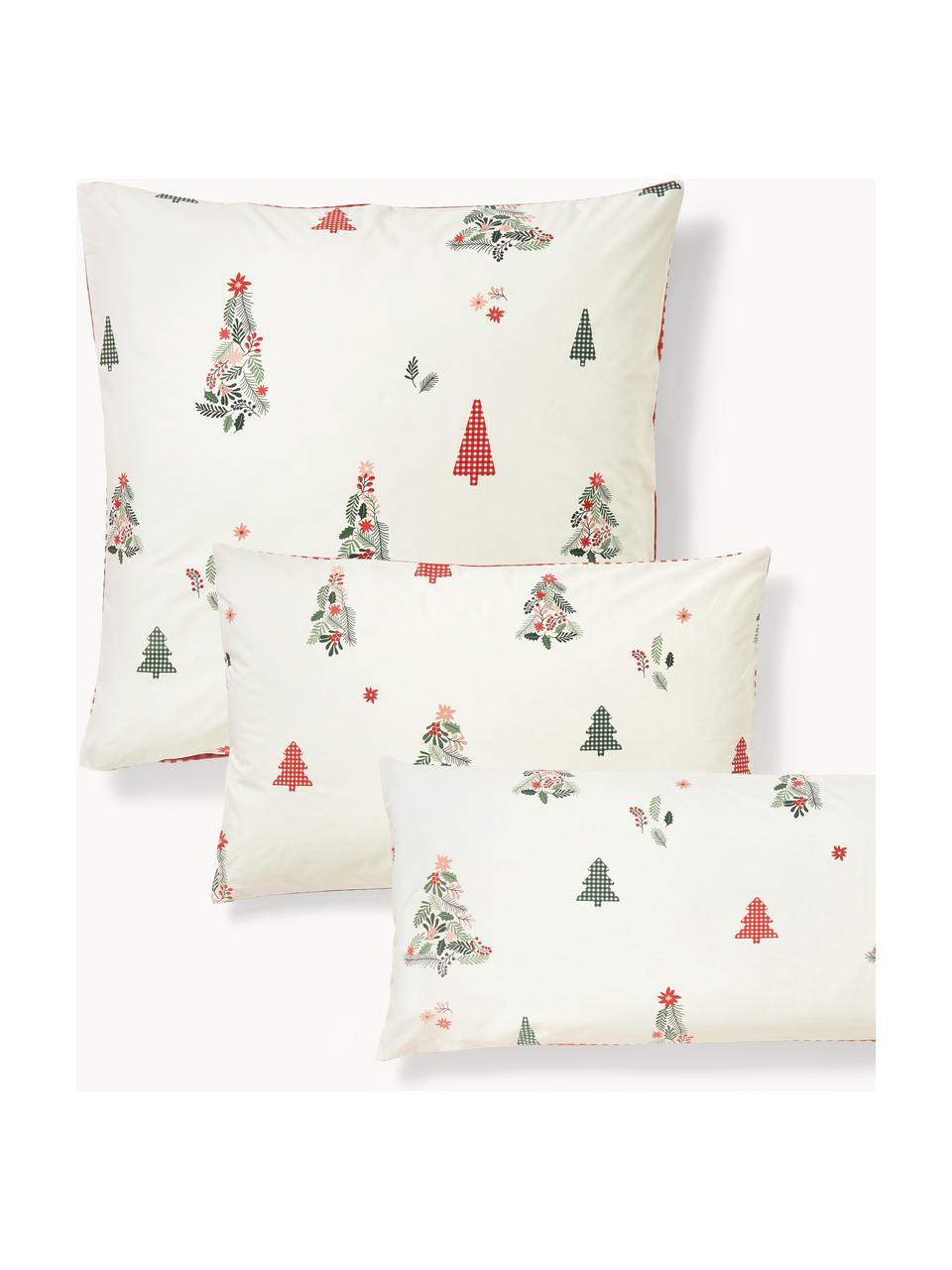 Taie d'oreiller en percale de coton Pine, Blanc, rouge, vert, larg. 50 x long. 70 cm