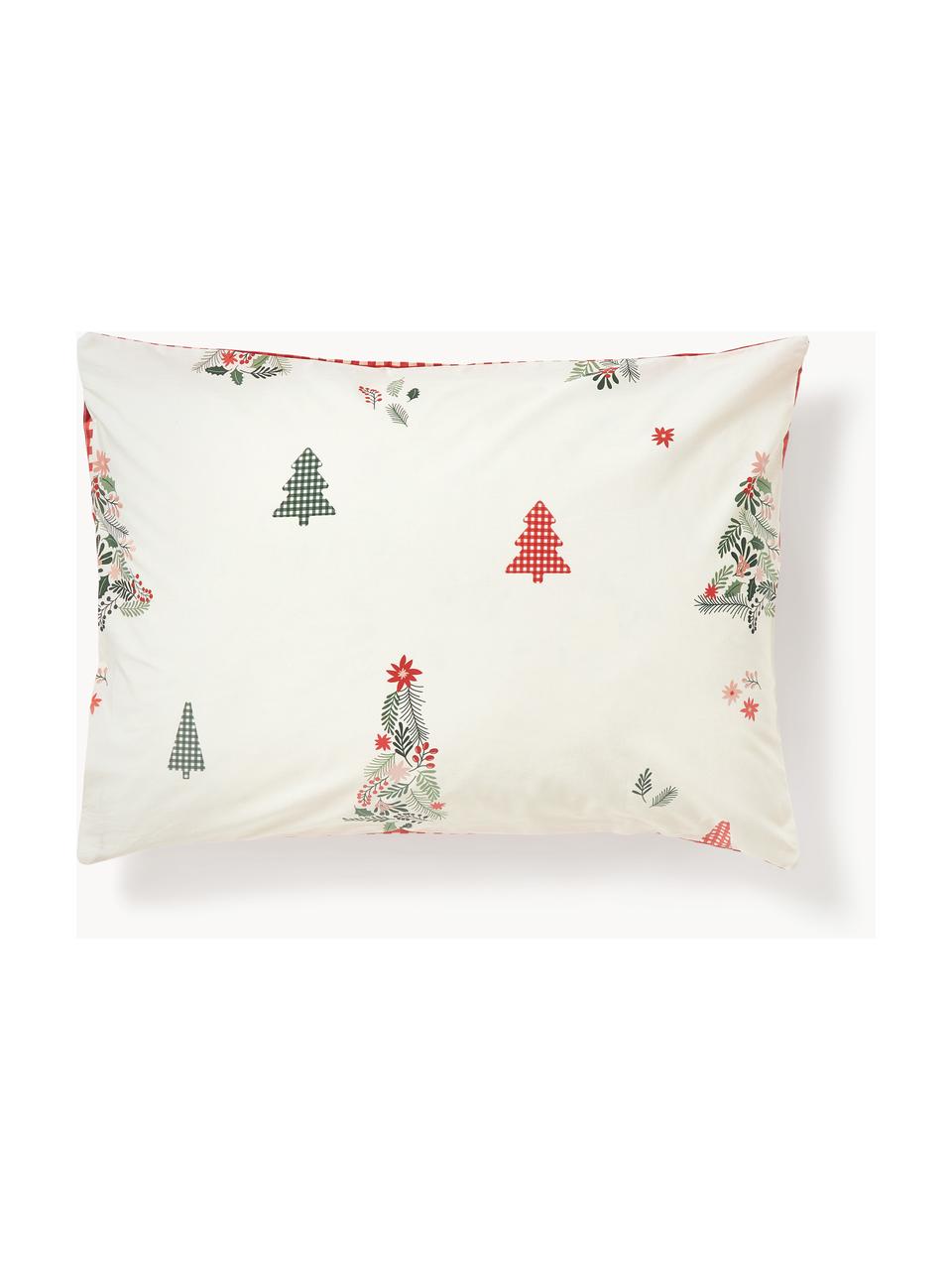 Taie d'oreiller en percale de coton Pine, Blanc, rouge, vert, larg. 50 x long. 70 cm