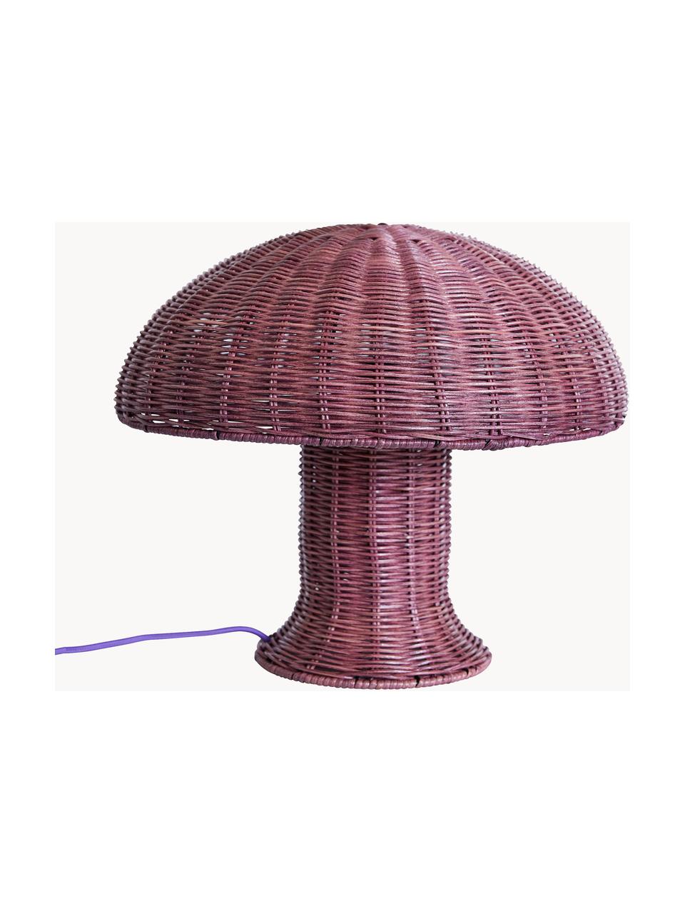 Tischlampe Burgundy aus Rattan, Aubergine, Ø 34 x H 30 cm