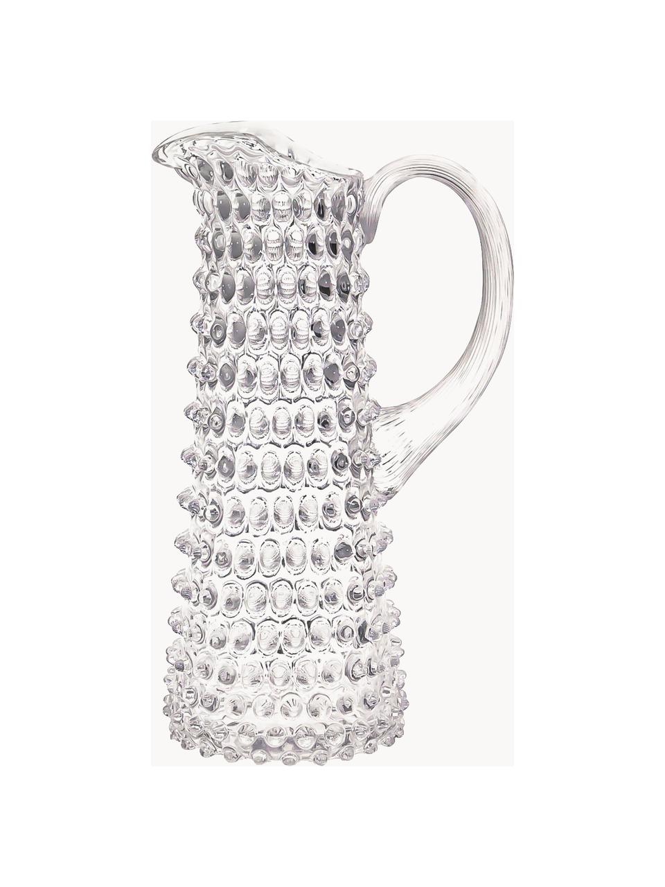 Pichet soufflé bouche avec structure cloutée Eiffel, 1 L, Verre, Transparent, 1 L