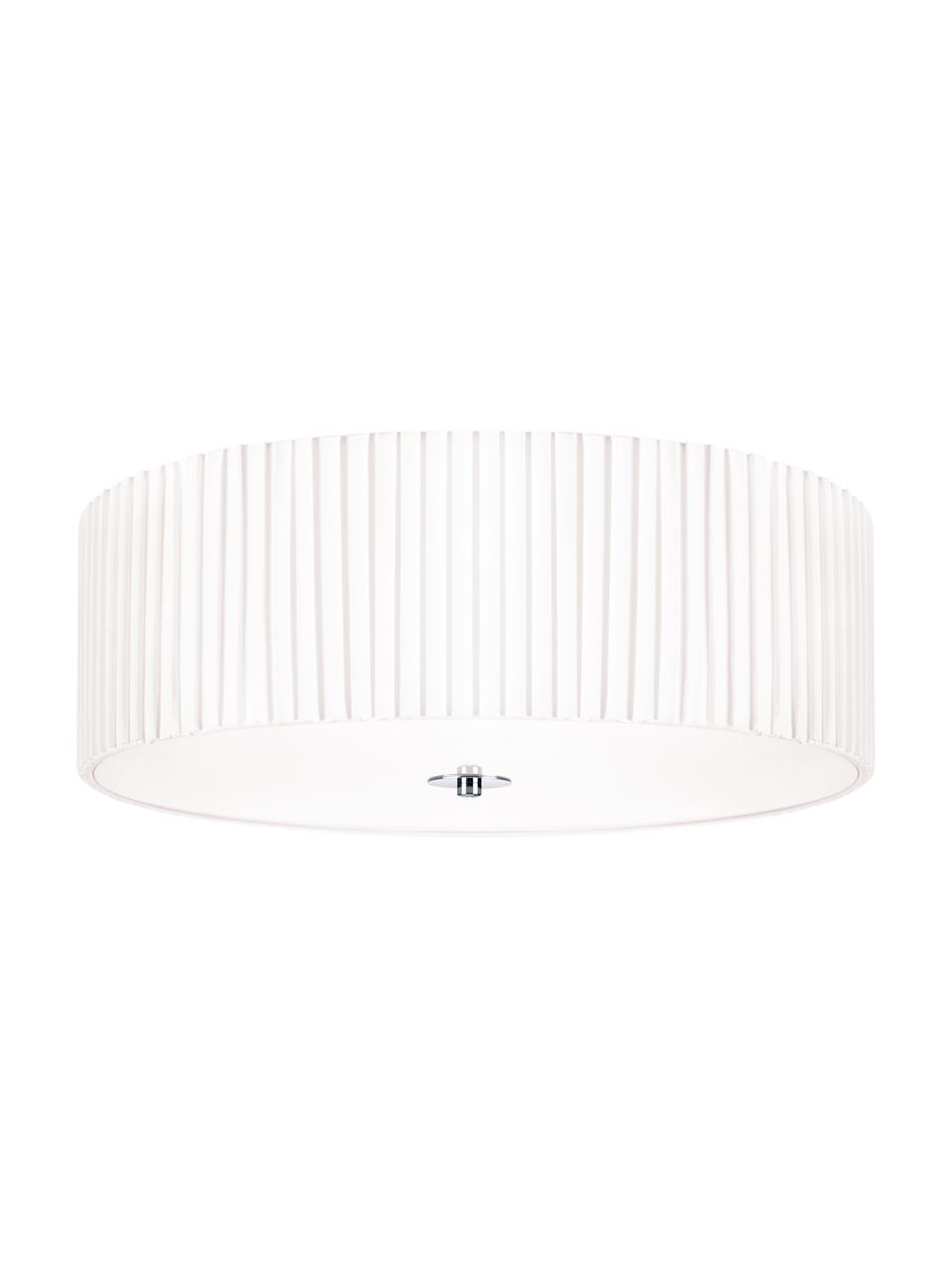 Plafonnier avec abat-jour textile Jackie, Blanc, Ø 45 x haut. 15 cm
