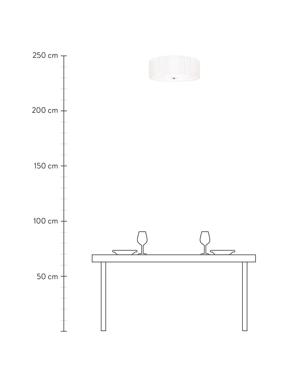 Deckenleuchte Jackie aus Faltenstoff, Lampenschirm: Textil, Diffusorscheibe: Kunststoff, Dekor: Metall, Weiß, Ø 60 x H 20 cm