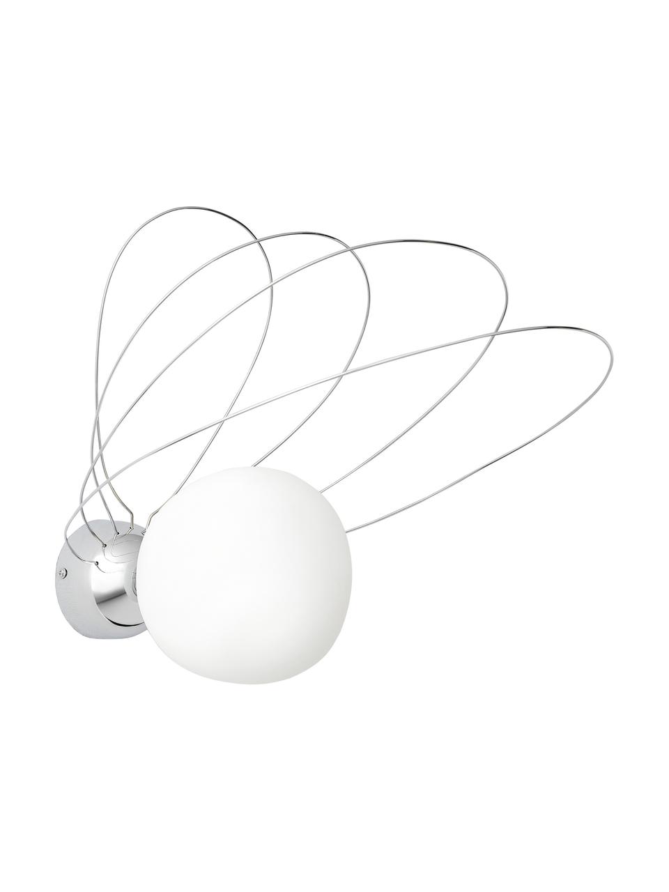 Aplique Dela, Pantalla: vidrio opalino, Blanco, plateado, An 28 x Al 38 cm