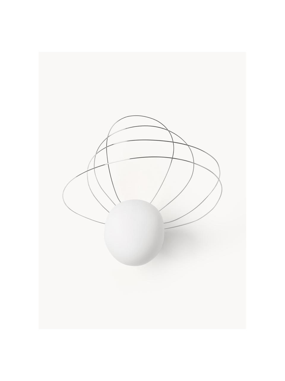 Lampada da parete Dela, Paralume: vetro opalino, Bianco, argentato, Larg. 28 x Alt. 38 cm