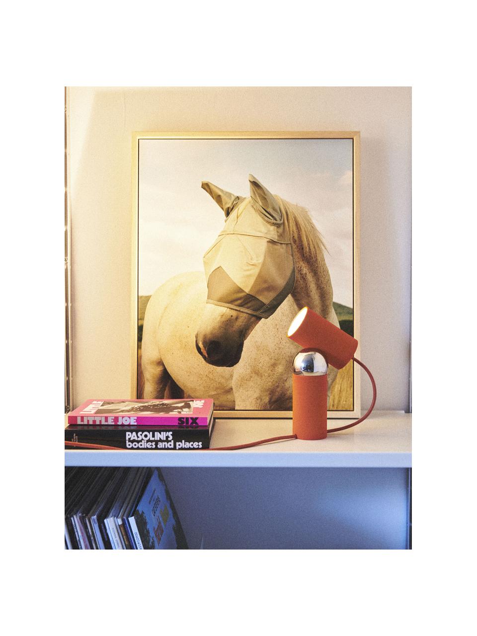 Petite lampe à poser Bilboquet, Rouge rouille, argenté, larg. 10 x haut. 20 cm