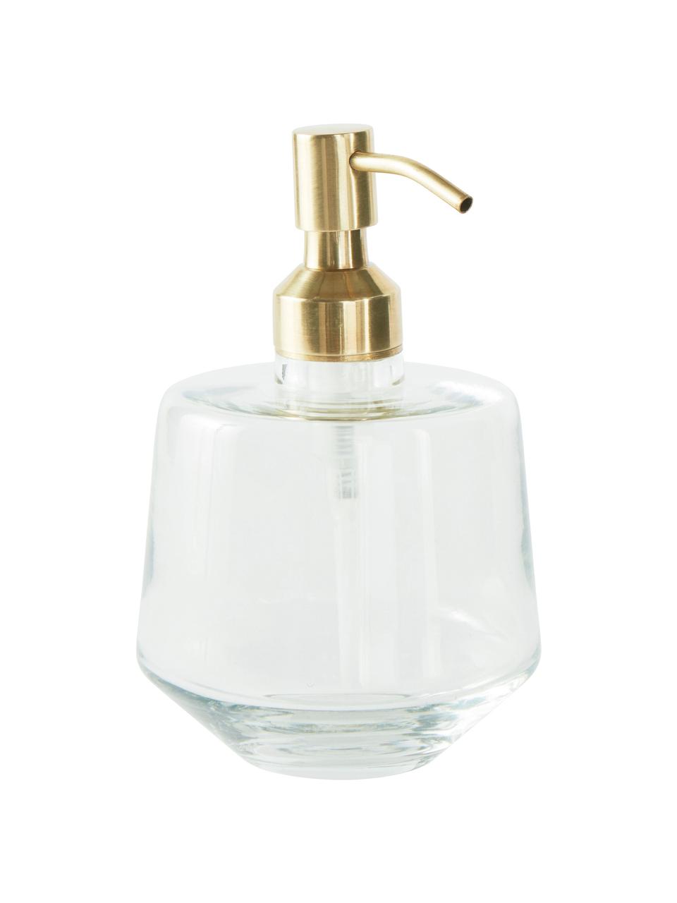 Distributeur de savon Cornelia, Couleur laitonnée, transparent, Ø 10 cm x haut. 15 cm