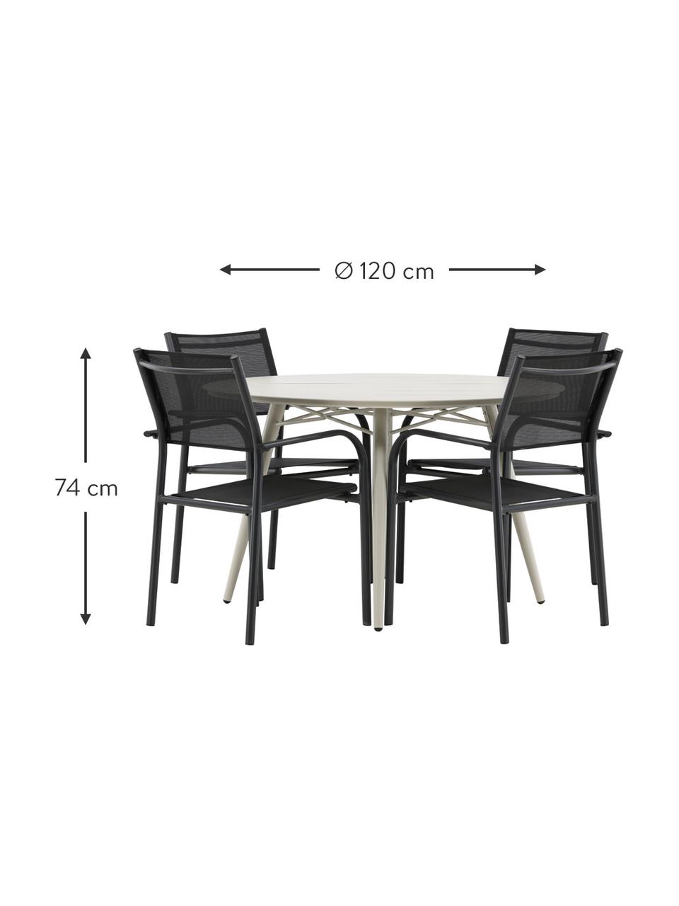 Set salotto da giardino Lina 5 pz, Bianco, nero, Set in varie misure