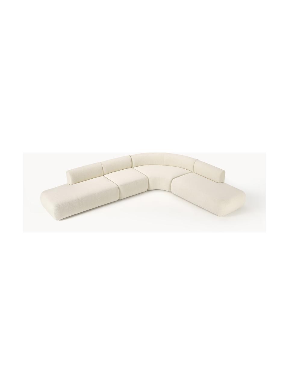 Modulares Teddy-Ecksofa Sofia (4-Sitzer), Bezug: Teddy (100 % Polypropylen, Gestell: Fichtenholz, Spanplatte, , Füße: Kunststoff Das in diesem , Teddy Off White, B 385 x T 298 cm