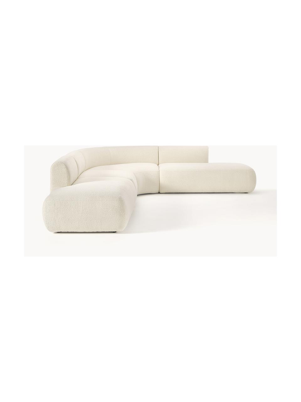 Modulares Teddy-Ecksofa Sofia (4-Sitzer), Bezug: Teddy (100 % Polypropylen, Gestell: Fichtenholz, Spanplatte, , Teddy Off White, B 385 x T 298 cm