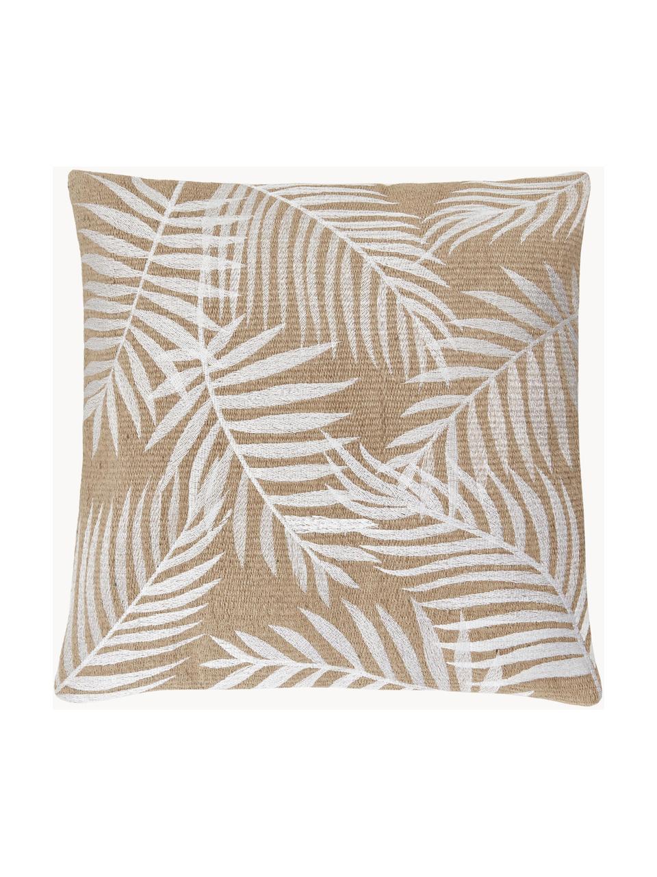 Housse de coussin 40x40 en jute Danielle, Brun, blanc, larg. 40 x long. 40 cm