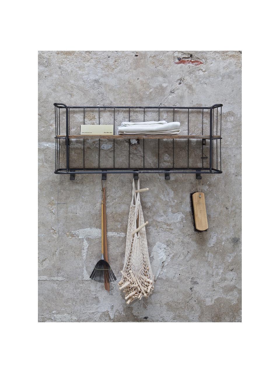 Wandkapstok Giro, Frame: verchroomd metaal, Plank: mangohout, Frame: chroomkleurig. Plank: mangohoutkleurig, 85 x 40 cm