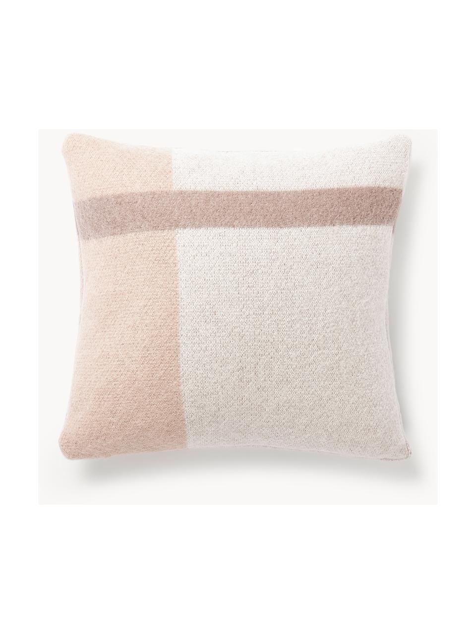 Housse de coussin 50x50 Freya, 40 % nylon, 30 % laine d'alpaga, 30 % polyacrylique, Beige, taupe, blanc, larg. 50 x long. 50 cm