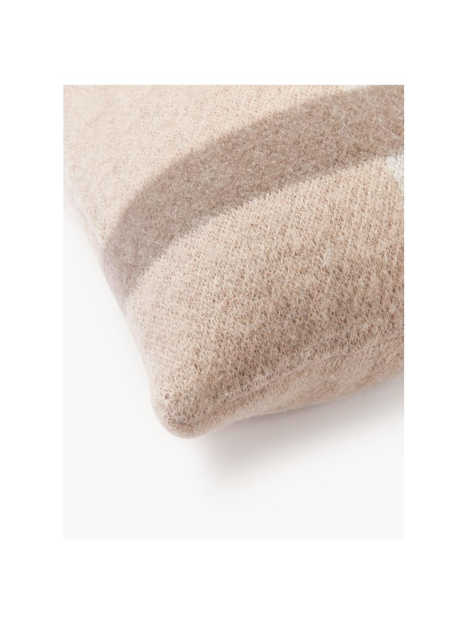 Housse de coussin 50x50 Freya, 40 % nylon, 30 % laine d'alpaga, 30 % polyacrylique, Beige, taupe, blanc, larg. 50 x long. 50 cm