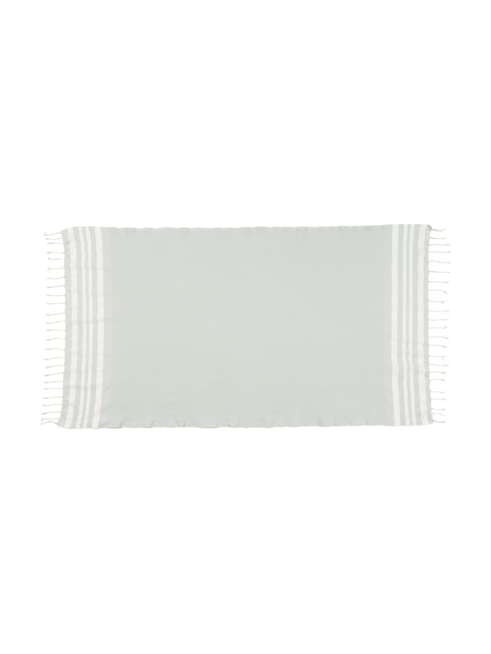 Lot de serviettes de bain légère Hamptons, 3 élém., Vert menthe, blanc