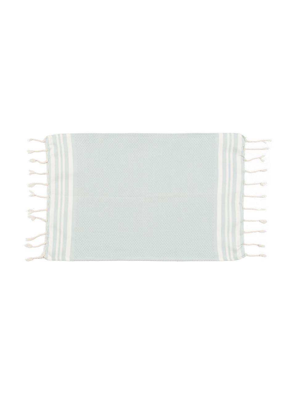 Lot de serviettes de bain légère Hamptons, 3 élém., Vert menthe, blanc
