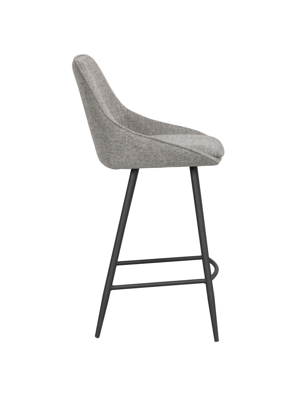 Sedia da bar con gambe in metallo Sierra, Rivestimento: 100 % poliestere Con 45.0, Struttura: legno certificato FSC, Gambe: metallo verniciato a polv, Tessuto grigio, Larg. 47 x Alt. 97 cm