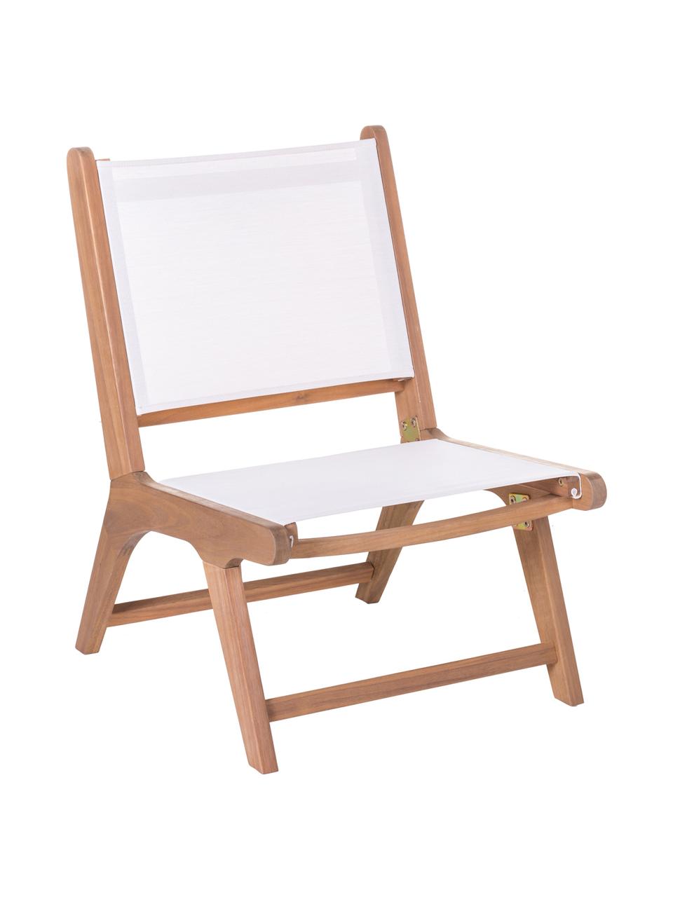 Outdoor fauteuil Nina, Frame: massief acaciahout, Wit, B 50 x D 64 cm