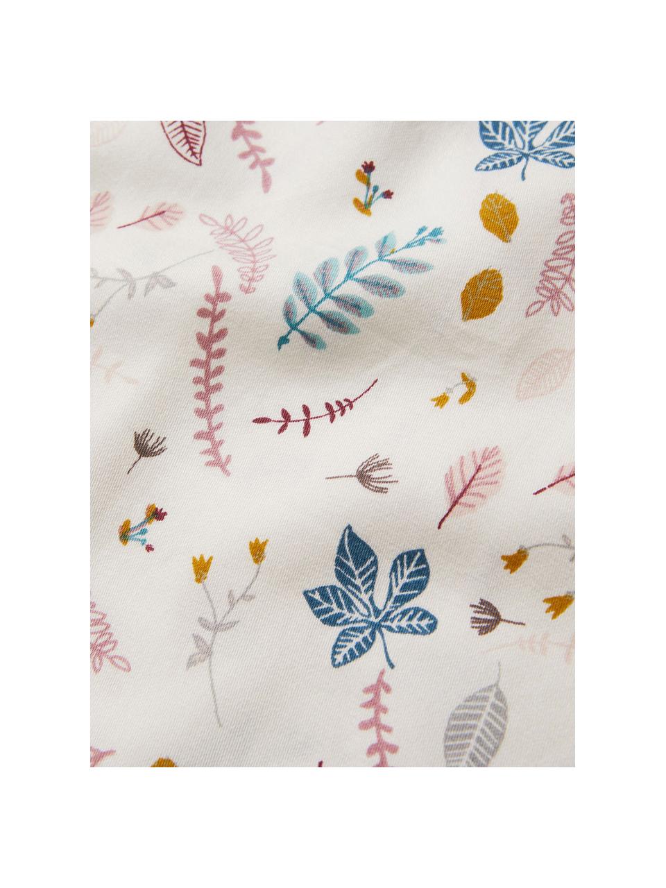 Parure de lit enfant coton bio Pressed Leaves, 100 % satin de coton bio, certifié GOTS, Couleur crème, rose, bleu, gris, jaune, larg. 135 x long. 200 cm + 1 taies d'oreiller 80 x 80 cm