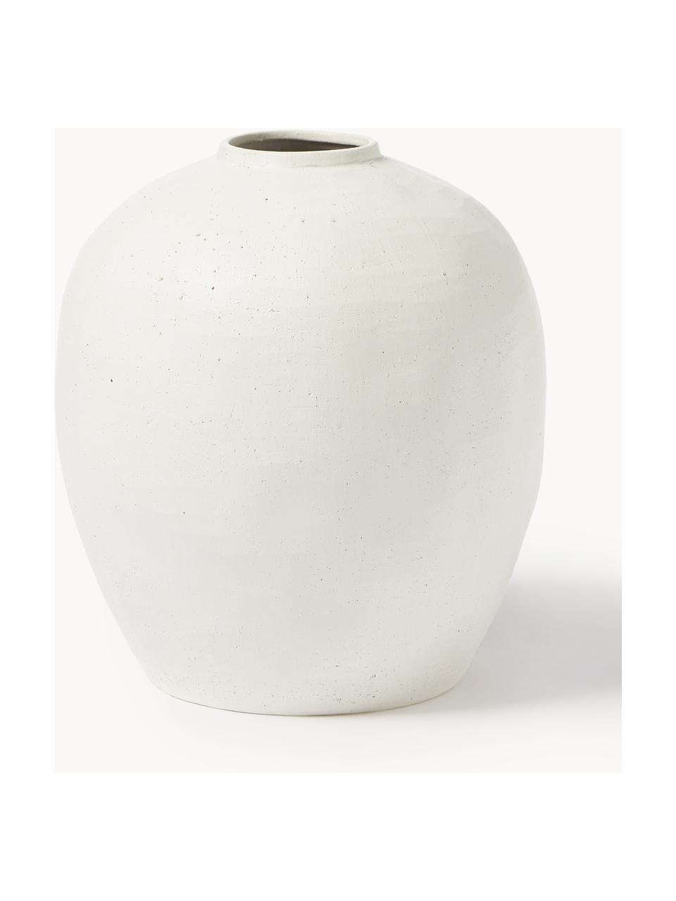 Vase de sol en faïence Bruno, haut. 44 cm, Grès cérame, Blanc cassé, Ø 40 x haut. 44 cm