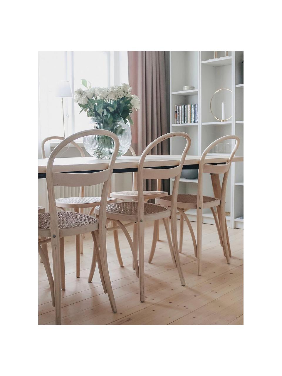 Houten stoelen Rippats, 2 stuks, Berkenhout, rotan, Berkenhoutkleurig, rotankleurig, B 39 x D 53 cm