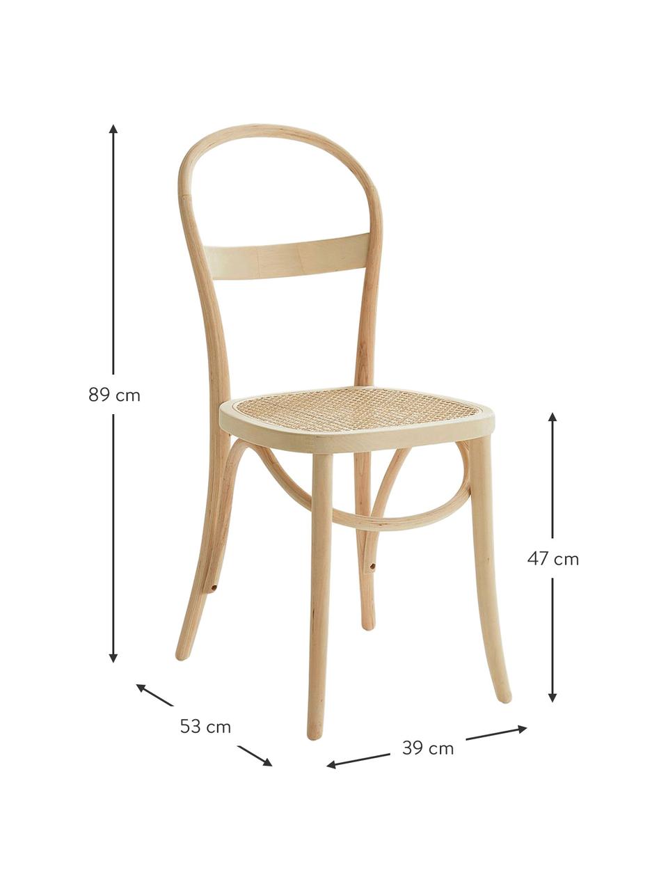 Holzstühle Rippats mit Wiener Geflecht, 2 Stück, Gestell: Birkenholz, Sitzfläche: Rattan, Birke, B 39 x T 53 cm