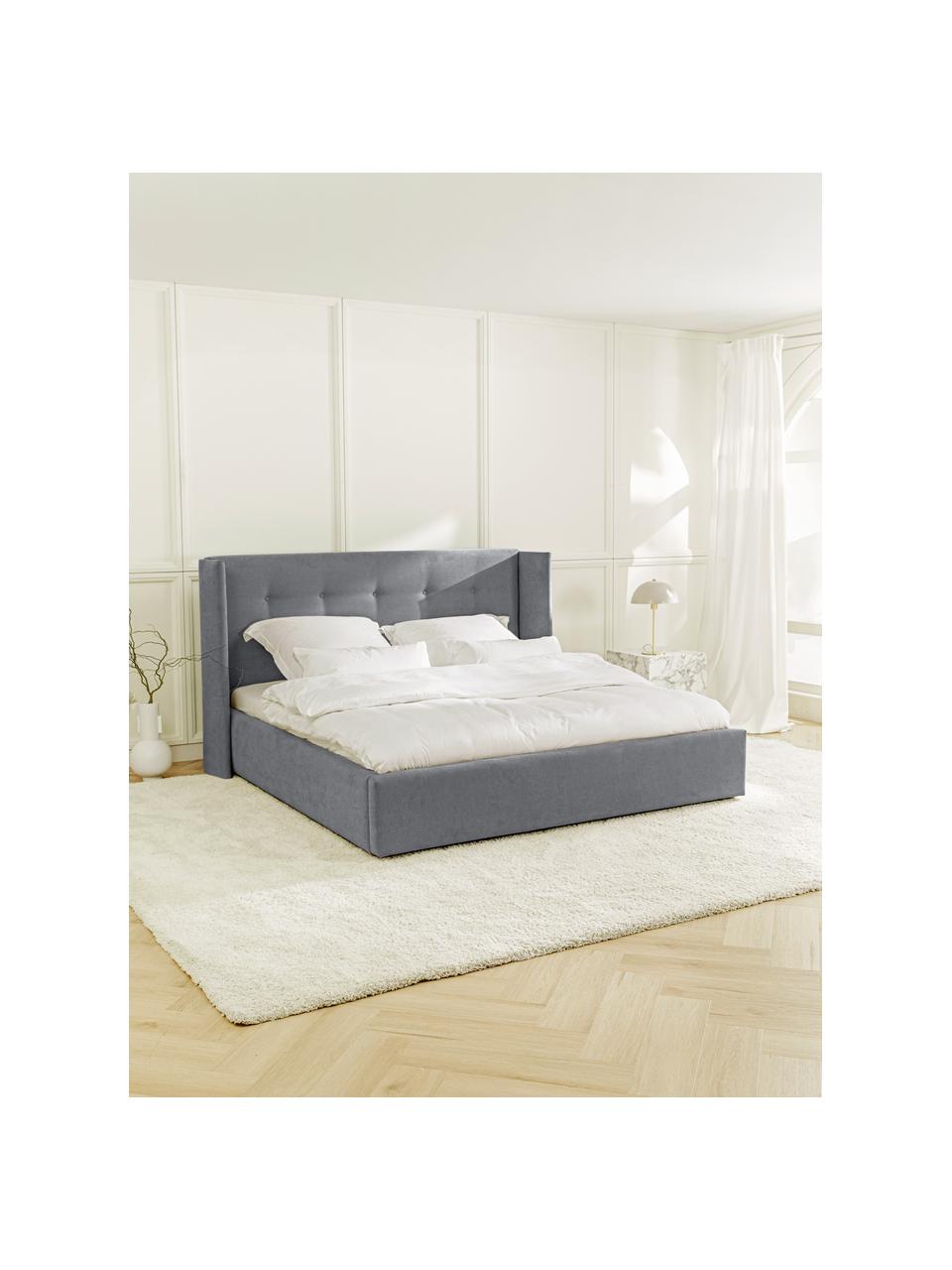 Čalouněná postel s úložným prostorem Star, Antracitová, Š 140 x D 200 cm