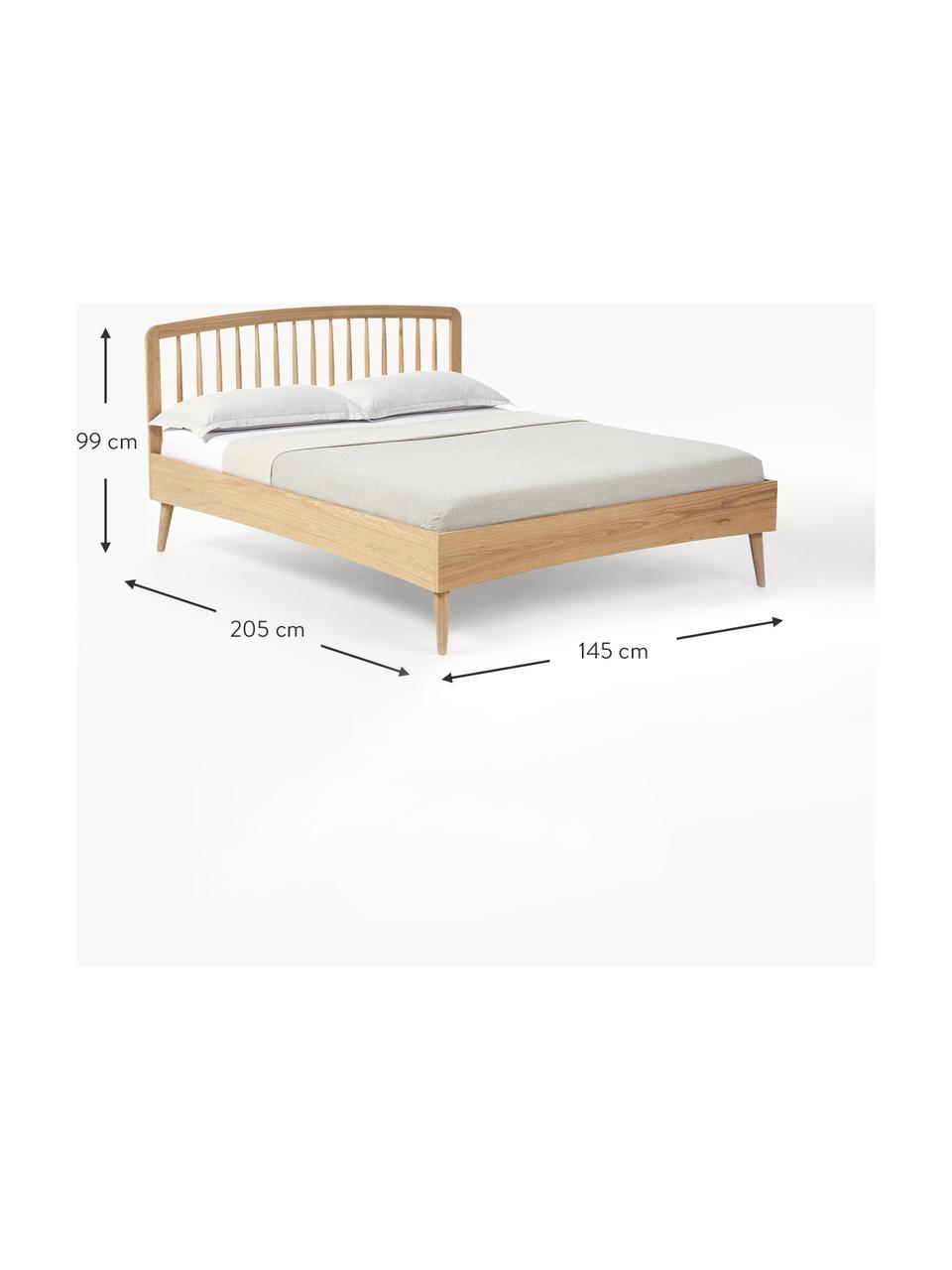 Houten bed Signe, Eikenhout, B 140 x L 200 cm