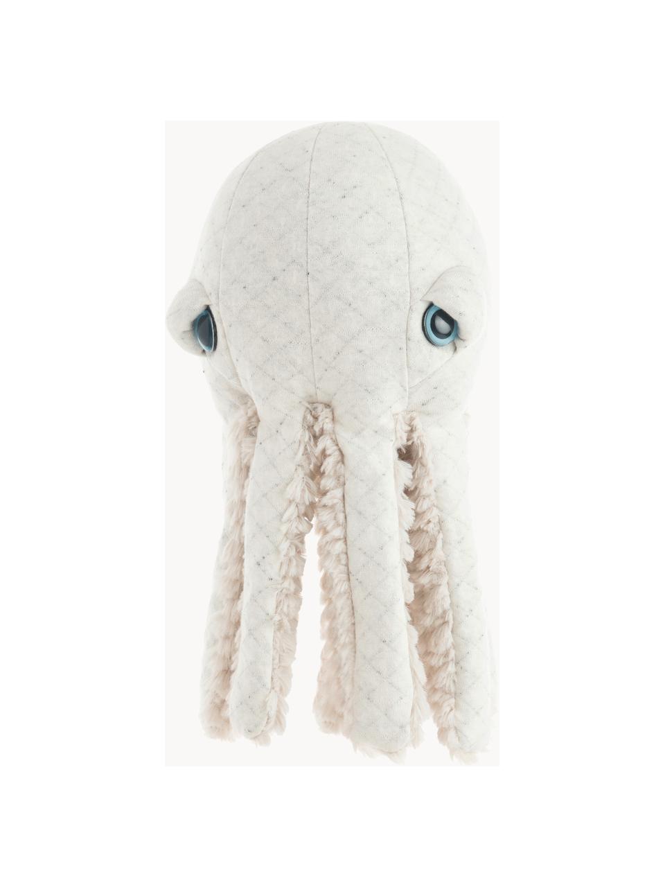 Cojín peluche artesanal Octopus, Parte superior: 85% algodón, 15% poliéste, Parte inferior: piel sintética (100% poli, Blanco Off White, beige claro, Ø 16 x Al 30 cm