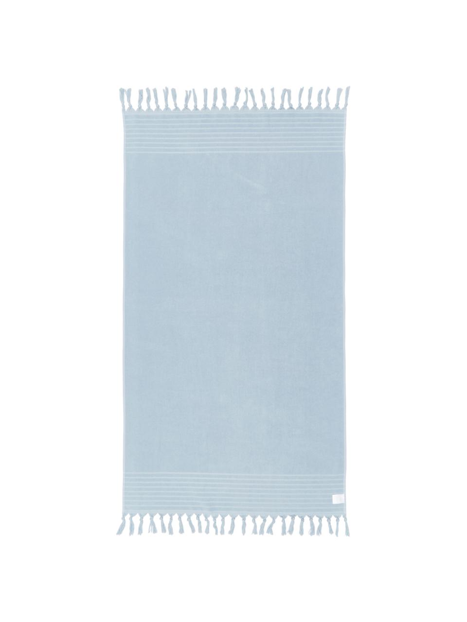 Fouta con flecos Freddy, Reverso: felpa rizada, Azul claro, An 100 x L 180 cm