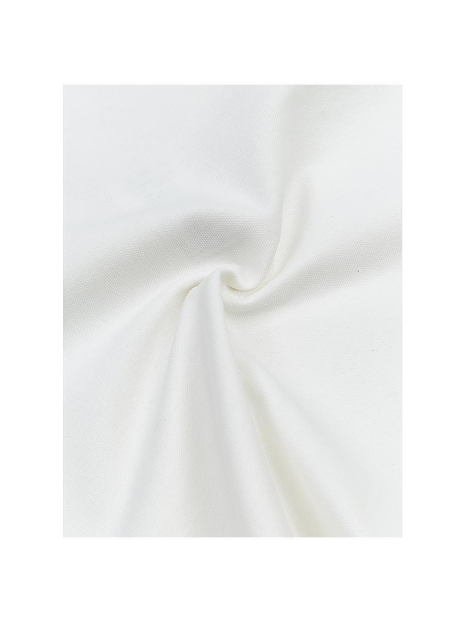 Housse de coussin 40x40 blanc à houppes Shylo, 100 % coton, Blanc, larg. 40 x long. 40 cm