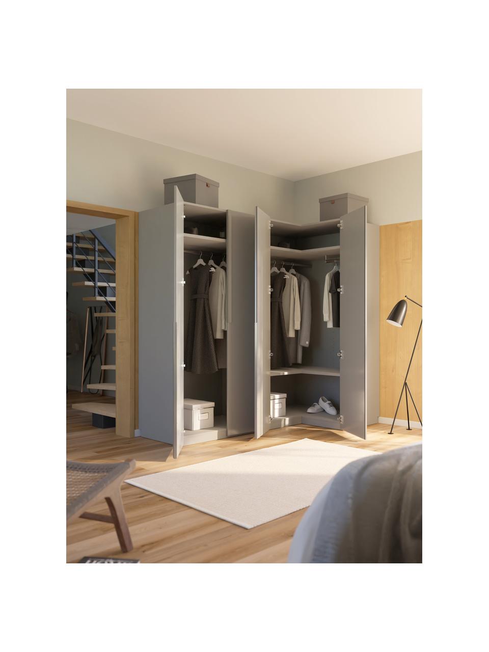 Modulaire hoekkast Leon, 215 cm breed, diverse varianten, Lichtgrijs, Basic Interior, B 215 x H 200 cm, met hoekmodule