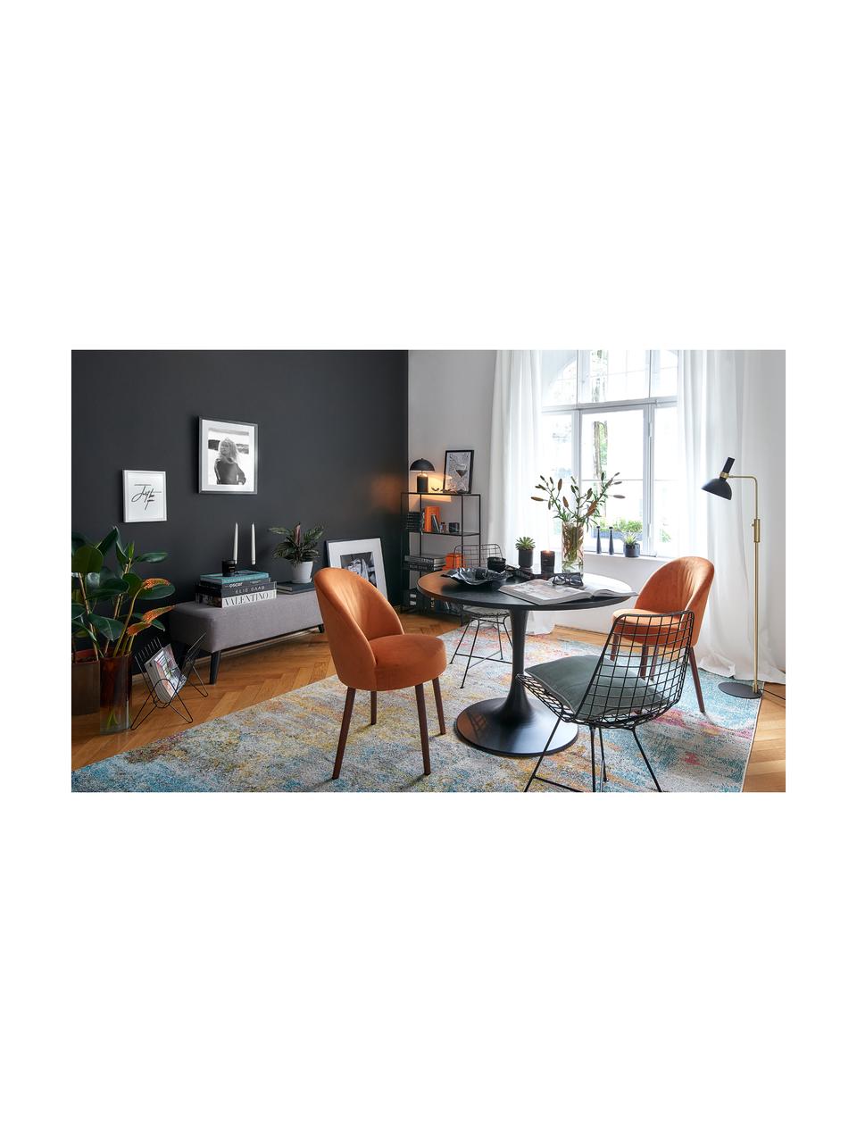 Mesa de comedor Jazz, Tablero: roble, sólido, certificad, Estructura: metal, pintado, Negro, Ø 110 x Al 77 cm