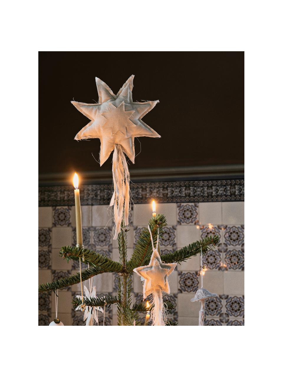 Puntale albero di Natale in cotone Vela, Rivestimento: 100% cotone, Bianco, Larg. 22 x Alt. 38 cm