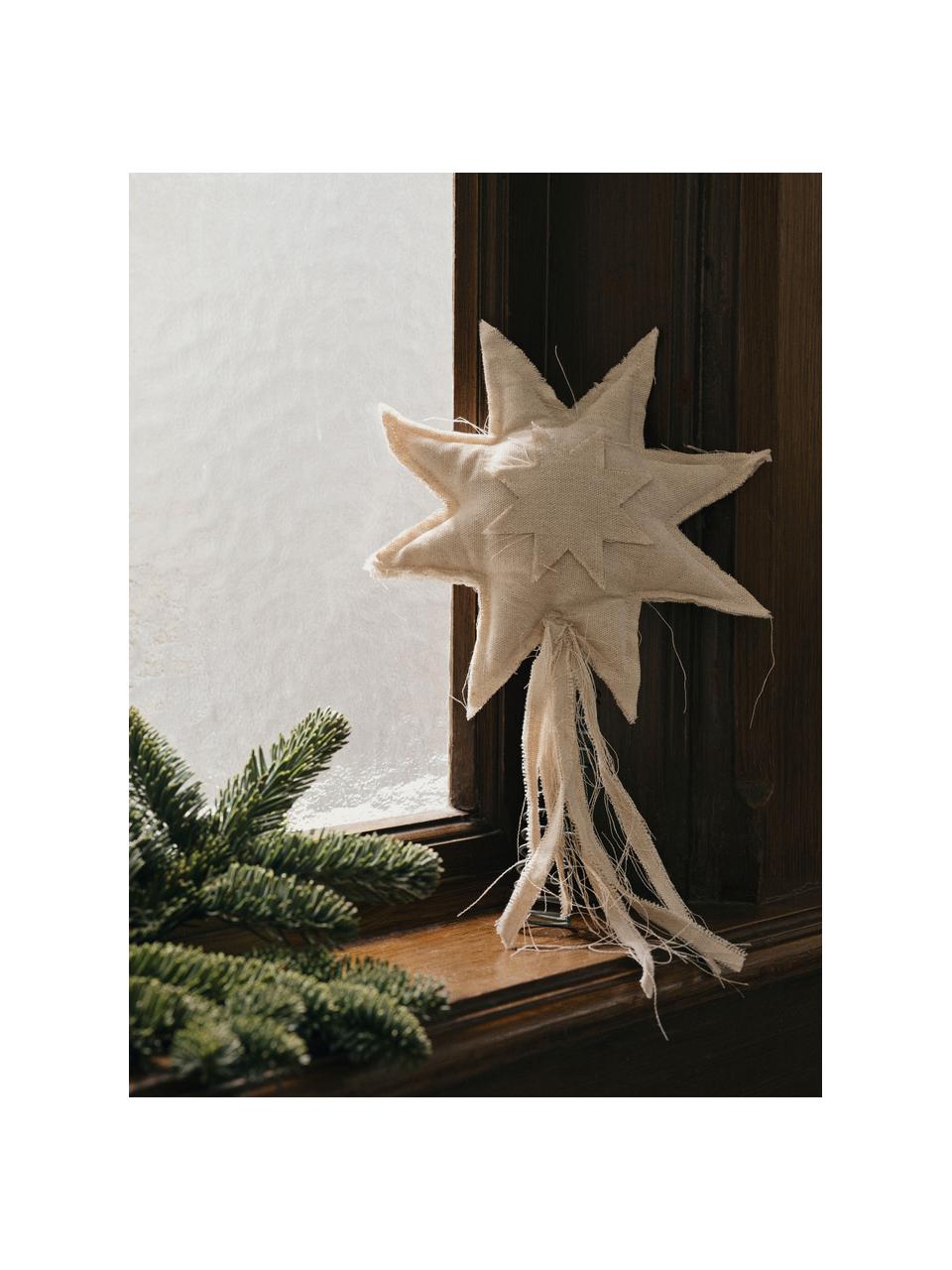 Puntale albero di Natale in cotone Vela, Rivestimento: 100% cotone, Bianco, Larg. 22 x Alt. 38 cm