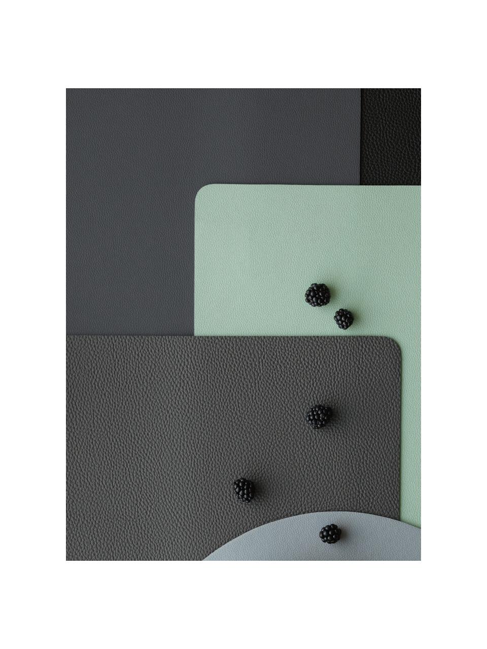 Sets de table en cuir synthétique Pik, 2 pièces, Plastique (PVC) aspect cuir, Vert sauge, larg. 33 x long. 46 cm