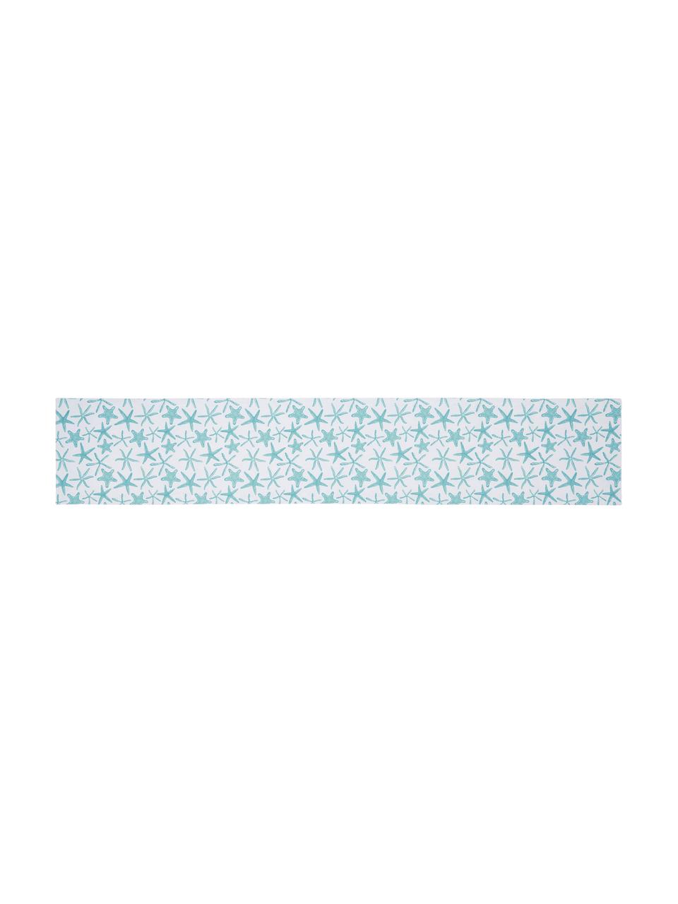 Waterafstotende tafelloper Starbone, dubbelzijdig, Polyester, Wit, blauw, 33 x 178 cm