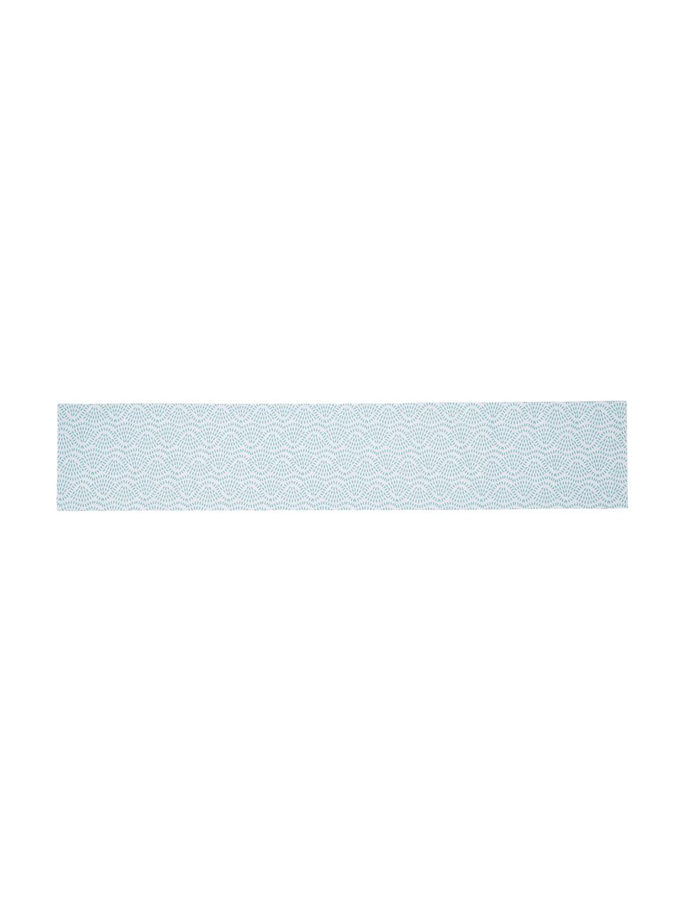 Waterafstotende tafelloper Starbone, dubbelzijdig, Polyester, Wit, blauw, 33 x 178 cm