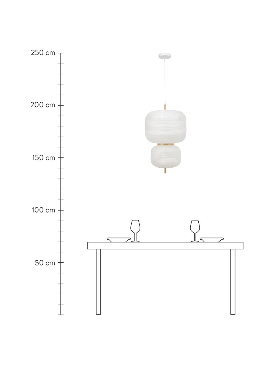 Lámpara de techo de diseño Misaki, Pantalla: papel de arroz, Anclaje: metal con pintura en polv, Cable: plástico, Blanco, Ø 40 x Al 70 cm