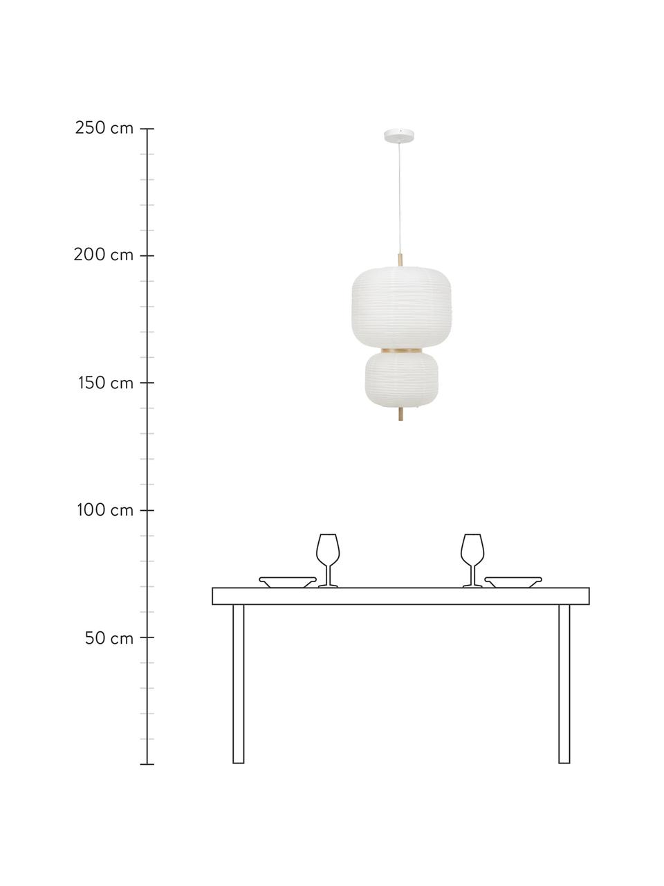 Suspension design en papier de riz Misaki, Blanc, bois clair, Ø 40 x haut. 70 cm