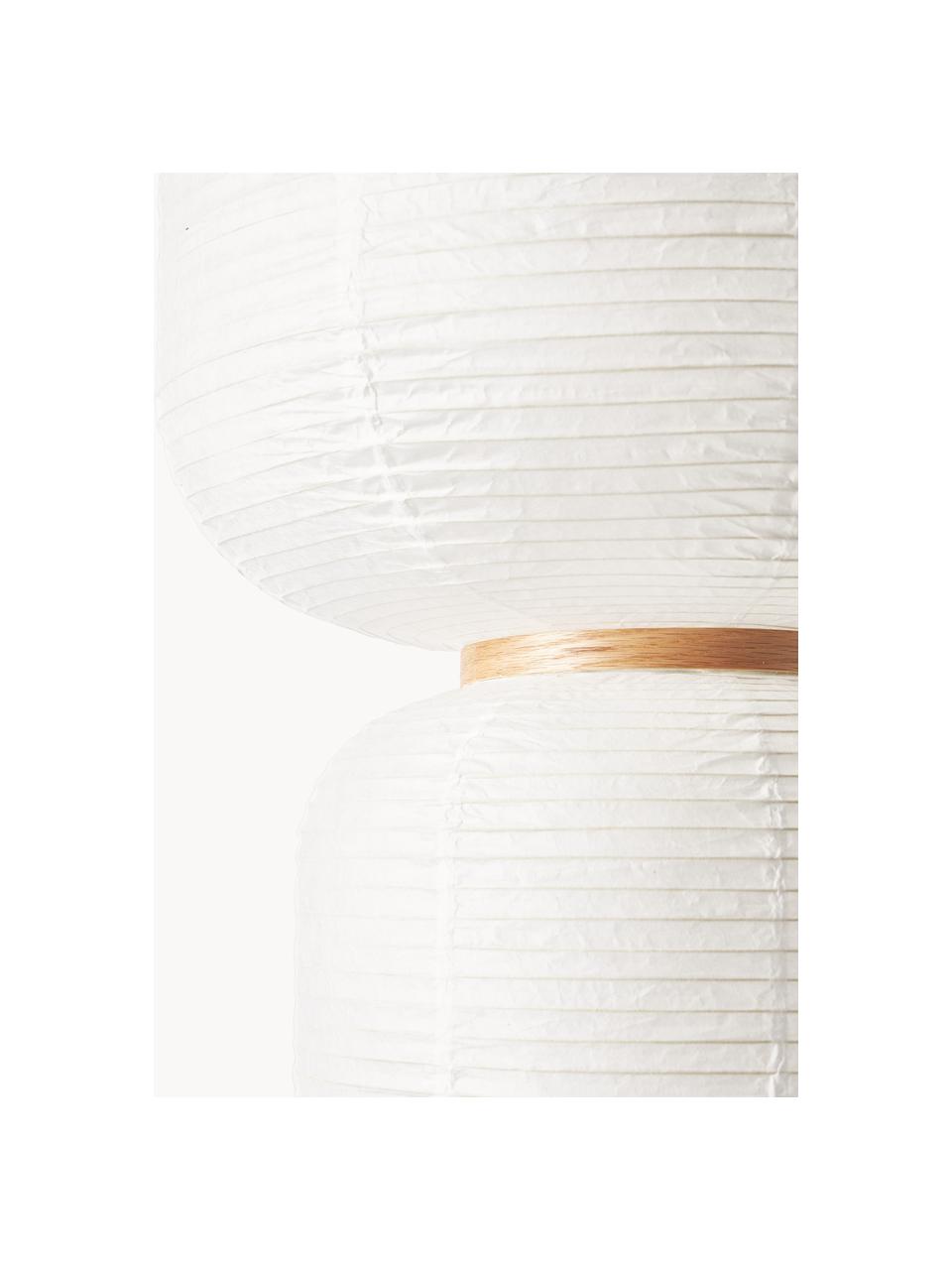 Lampa wisząca z papieru ryżowego Misaki, Biały, jasne drewno naturalne, Ø 40 x W 70 cm