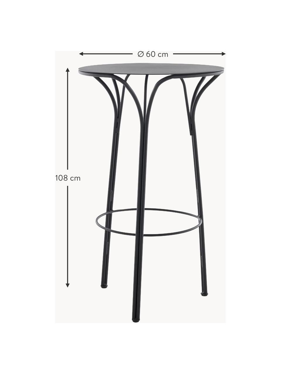 Table haute de jardin ronde Hiray, Ø 60 cm, Acier galvanisé, laqué, Noir, Ø 60 cm