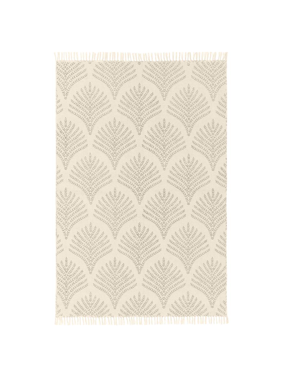 Tappeto in cotone beige/taupe tessuto piatto con frange Klara, Beige, Larg. 70 x Lung. 140 cm (taglia XS)