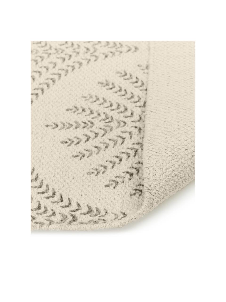Tappeto in cotone a tessitura piatta con bordo sfrangiato Klara, Beige, Larg. 50 x Lung. 80 cm (taglia XXS)