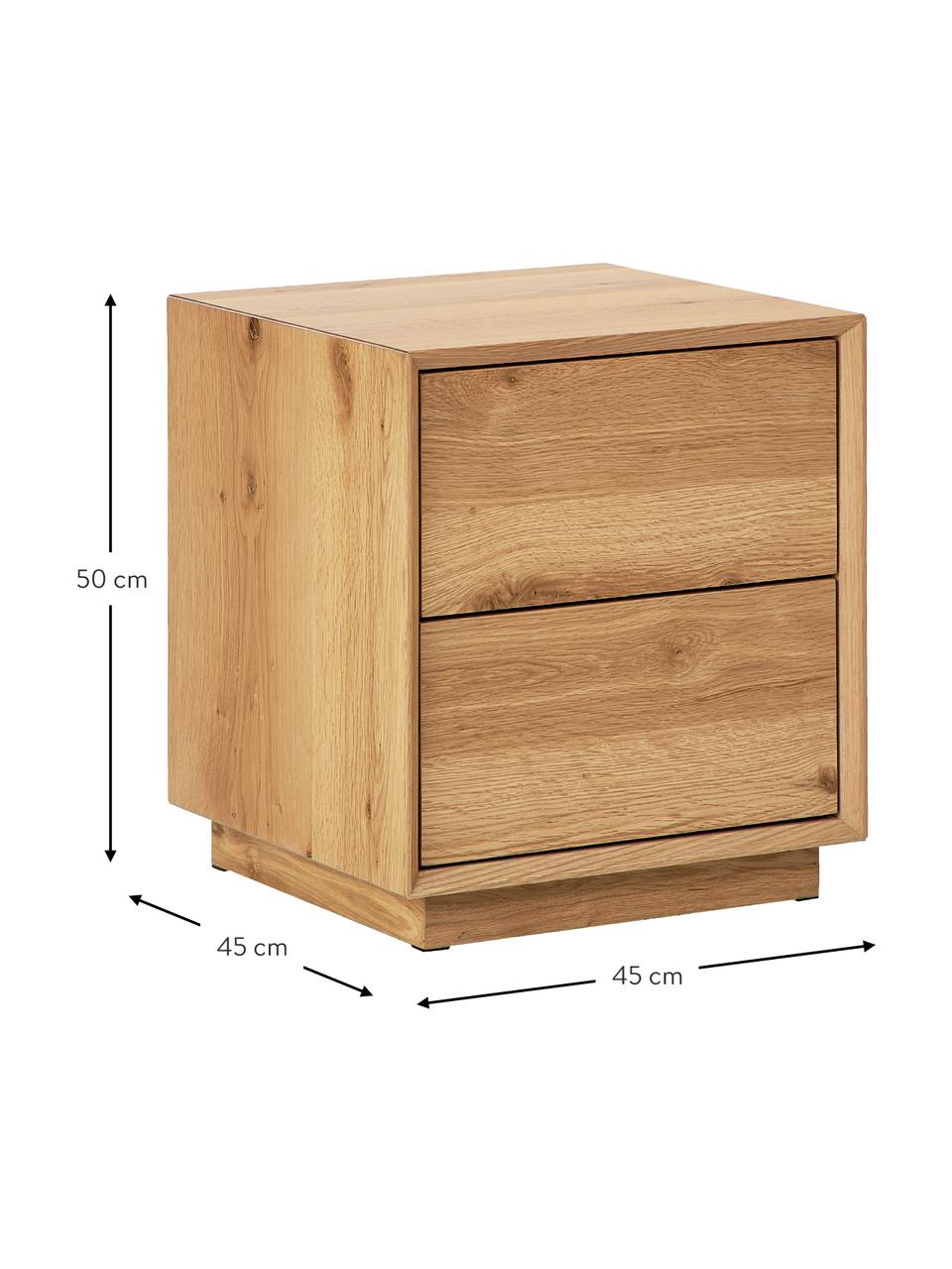 Noční stolek z jasanové dýhy Noel, Dřevovláknitá deska střední hustoty (MDF) s dýhou jasanového dřeva, Dřevo, Š 45 cm, V 50 cm