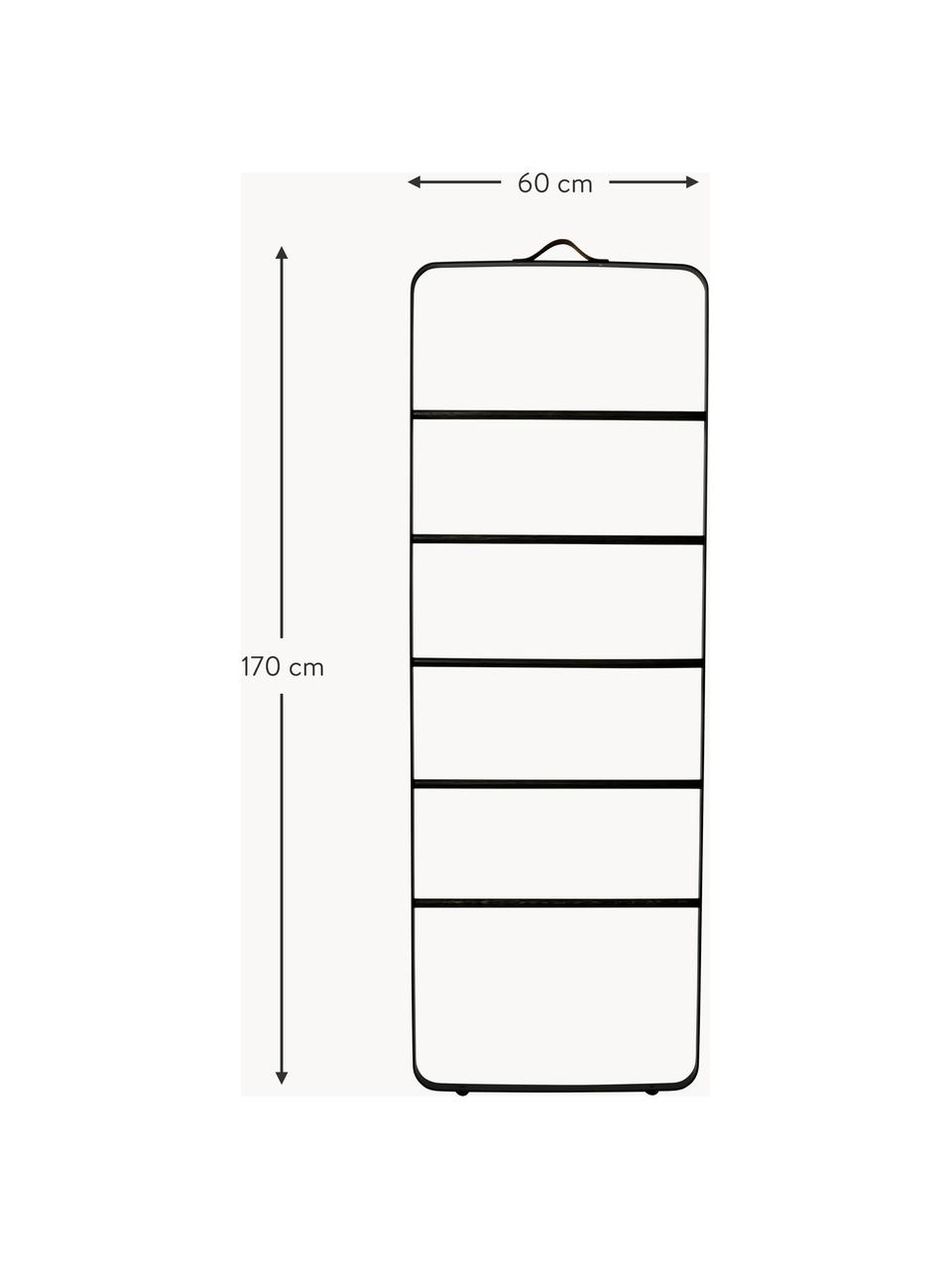 Wieszak drabinkowy Ladder, Stelaż: stal malowana proszkowo, Drewno kauczukowe, czarny, S 60 x W 170 cm